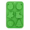 Silicone Mold Green Christmas 6-Cavity Santa Tree Stocking Bell Ball for DIY Cake Mousse Baking Holiday Desserts