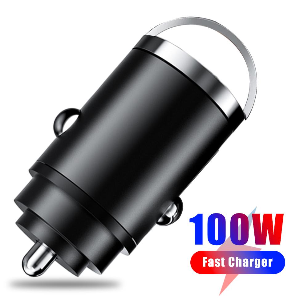 Mini 100W USB Car Charger Type C QC3.0 PD Car Chargers Fast Charging Auto Phone Charger Adapter for Iphone Samsung Huawei Xiaomi