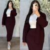European and American Women's Cross-border Foreign Trade Fashion 2025 Autumn New Fashion Crew Neck Knitted Cardigan Thin Sweater Skirt