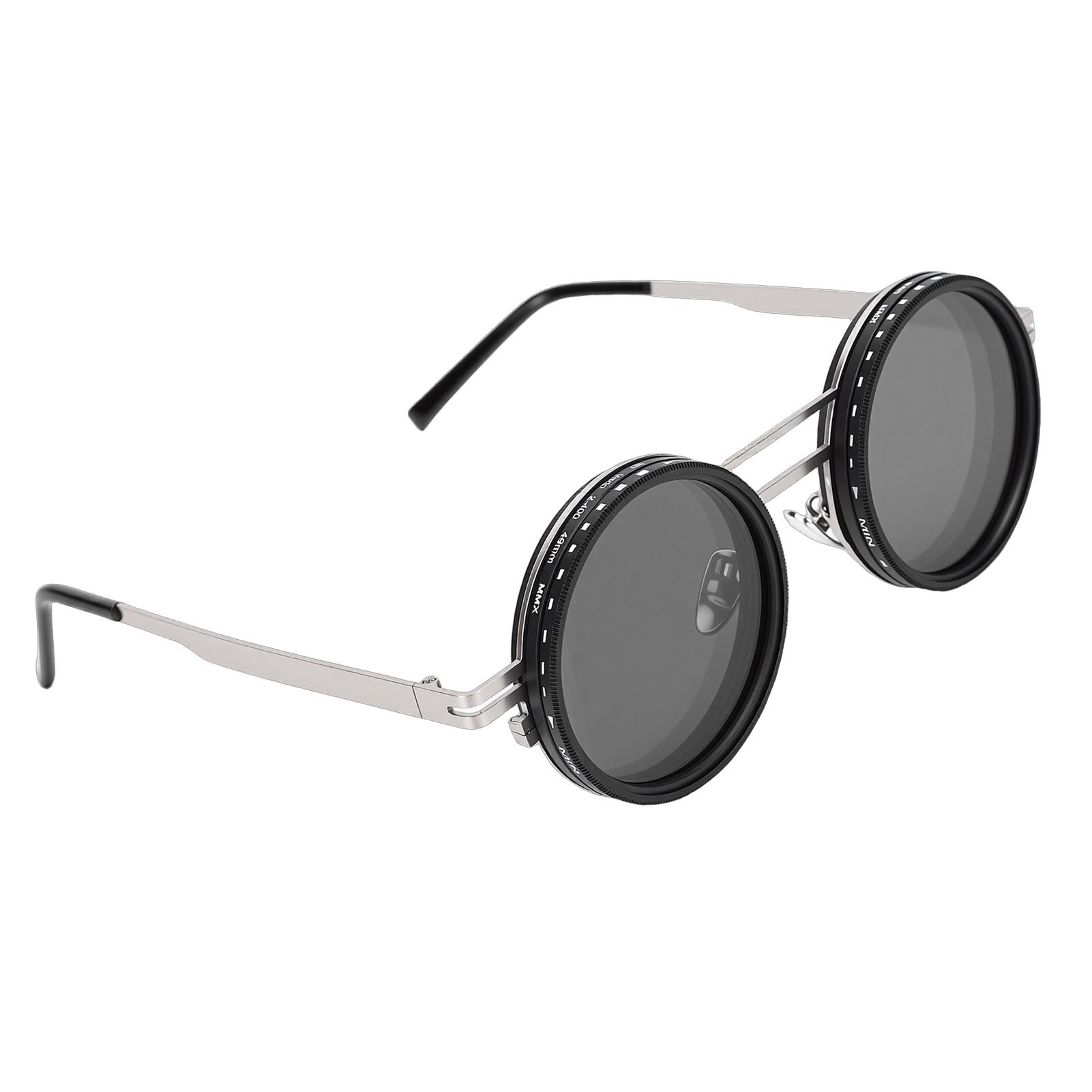 

Tint Sunglasses ND2-400X 49MM Round Polarized Sunglasses for Men Women Outdoor Silver Frame