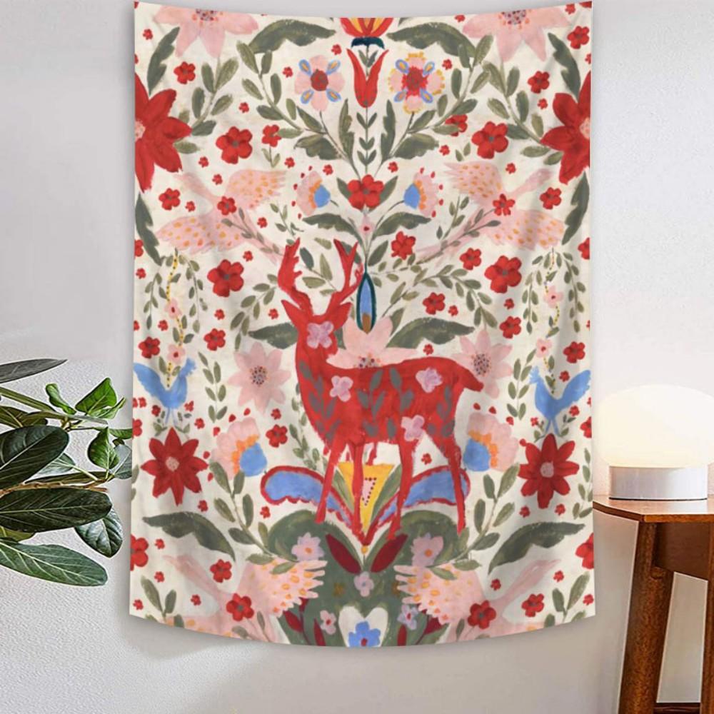 

VIKAMA Вінтажна Східна Естетична Гобелен Птах-Бог Квітка Тотем Декорація Стіни Вітальні Спальні Передпокою 120X180CM(3.9X5.9FT