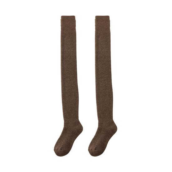 1 Pair Women Winter Warm Long Socks Solid Color Thickened Soft Thermal Stockings Fluffy Female Over Knee Socks