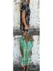 European & American Summer Casual Short-Sleeved Cotton Linen Shirt Dress with Pocket Print for Women