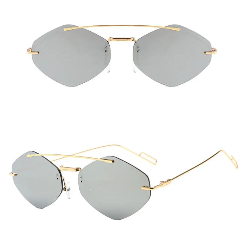 

Rimless Women S Sunglasses Unisex Classic Metal Sun Glasses Ladies Travel Beach Uv400 Eye Protection Lens Polygonal Eyeglasses AS PICTURE