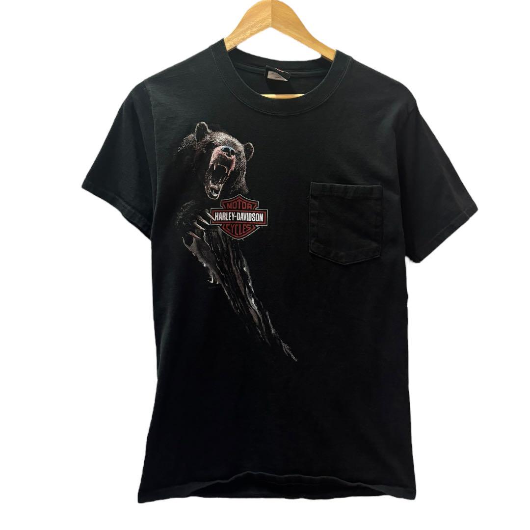 

[USED] Vintage Harley-Davidson pocket T-shirt with animal print