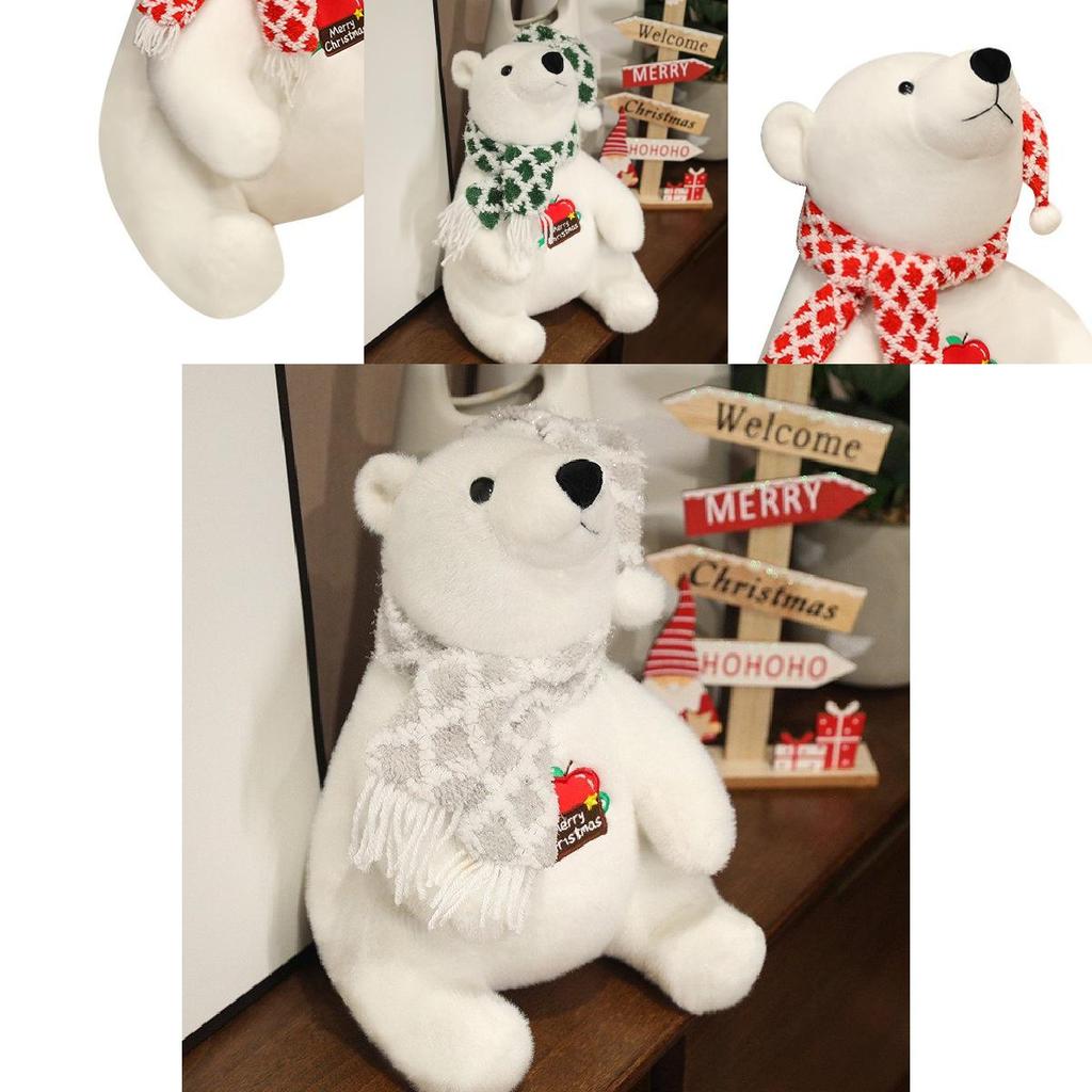 Adorable White Plush Polar Bear Toy With Cute Scarf Perfect For Kids Birthday Gifts And Decorations