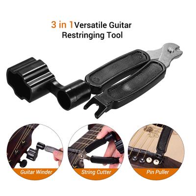 3 In 1 Versatile Guitar Winder String Cutter Pin Puller for Acoustic Electric Guitars Mandolins Strings Change and Maintenance Tool Musical Instrument