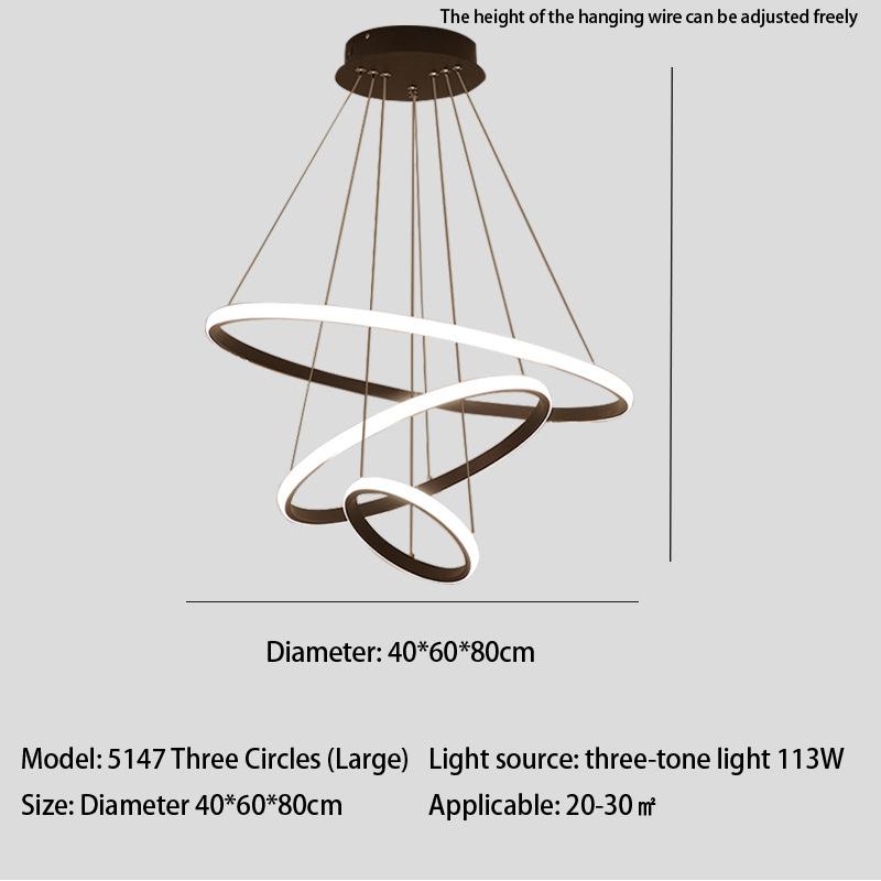 Dining Room Ring Chandelier Led Hanging Lamp Round Circle Black Chandelier for Living Room Bedroom Kitchen Indoor Decor Lighting