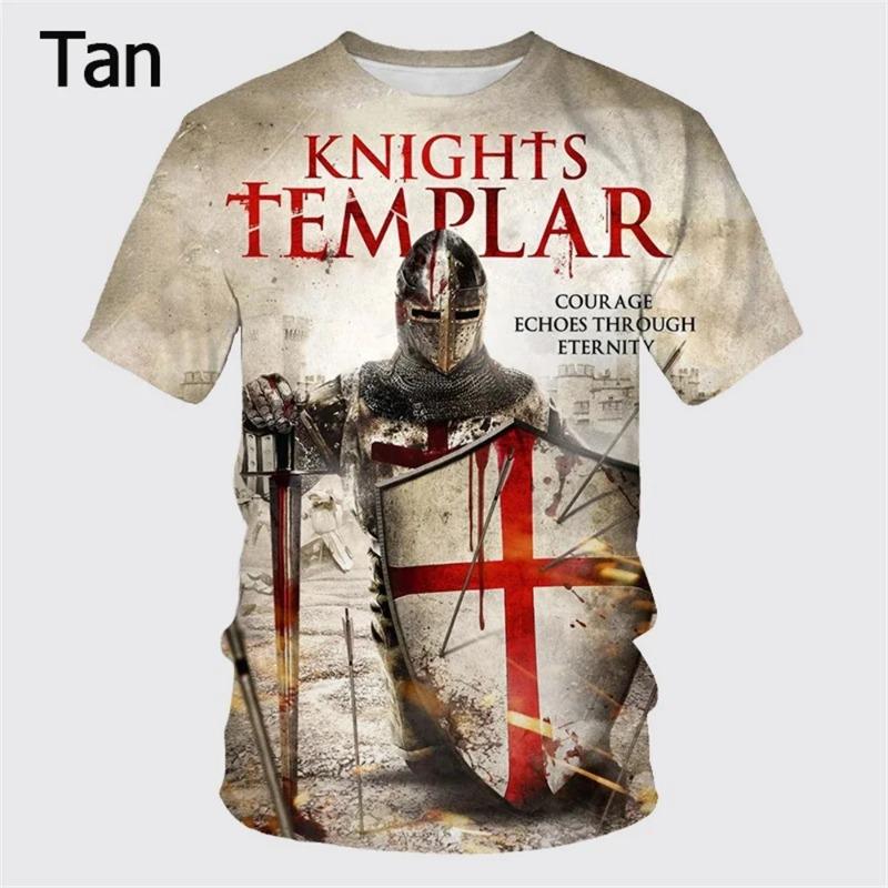 Fashionable Retro Templar 3D Printed Men's T-shirt Summer Casual Street Wear Couple T-shirt Short Sleeved Top
