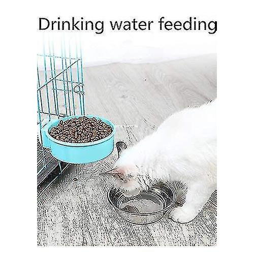 2-in-1 Stainless Steel Pet Hanging Bowl, Puppy Crate Water Bowl Water Dispenser