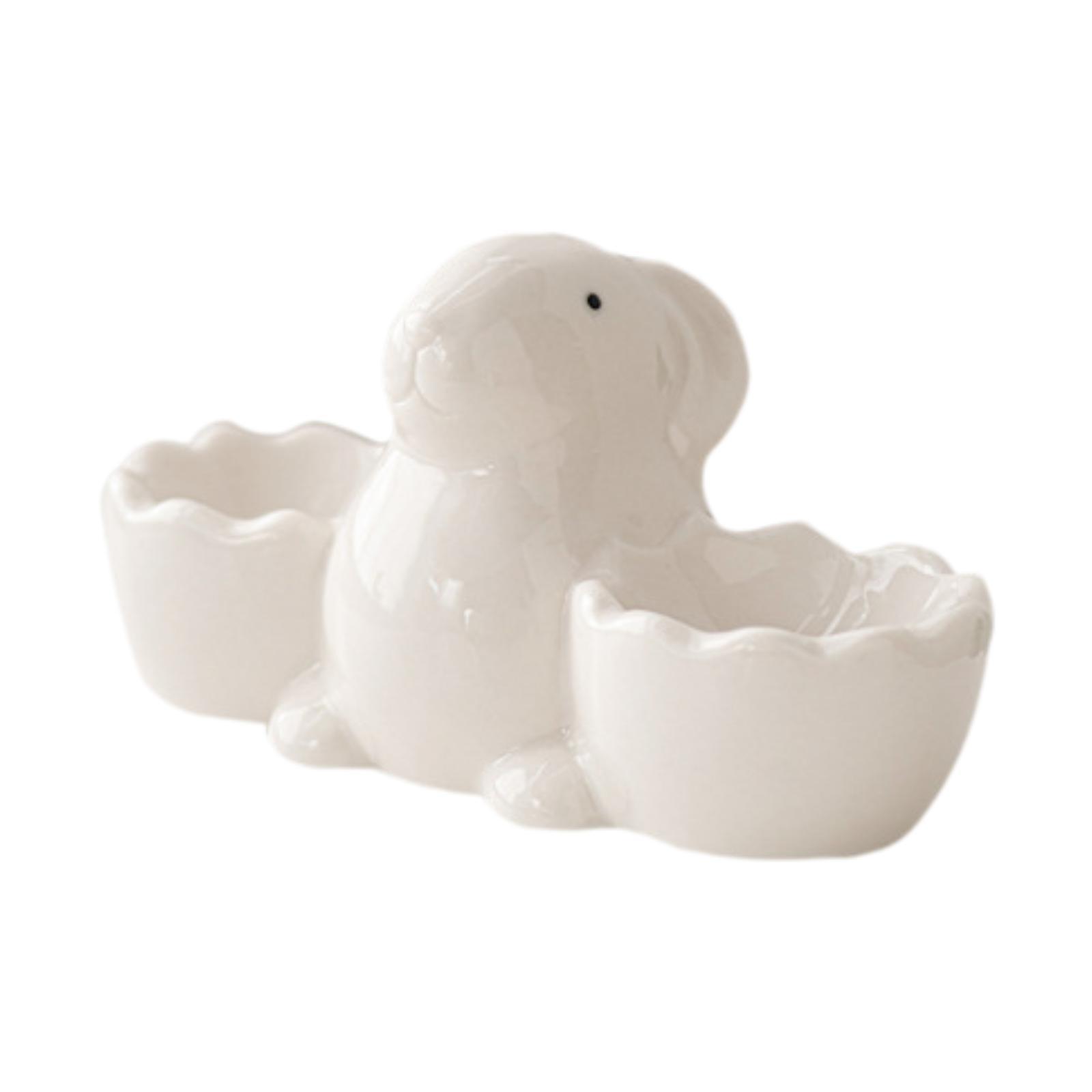 Ceramic Egg Cup Bunny Egg Stand for Home Decor Lunch Easter Decoration белый