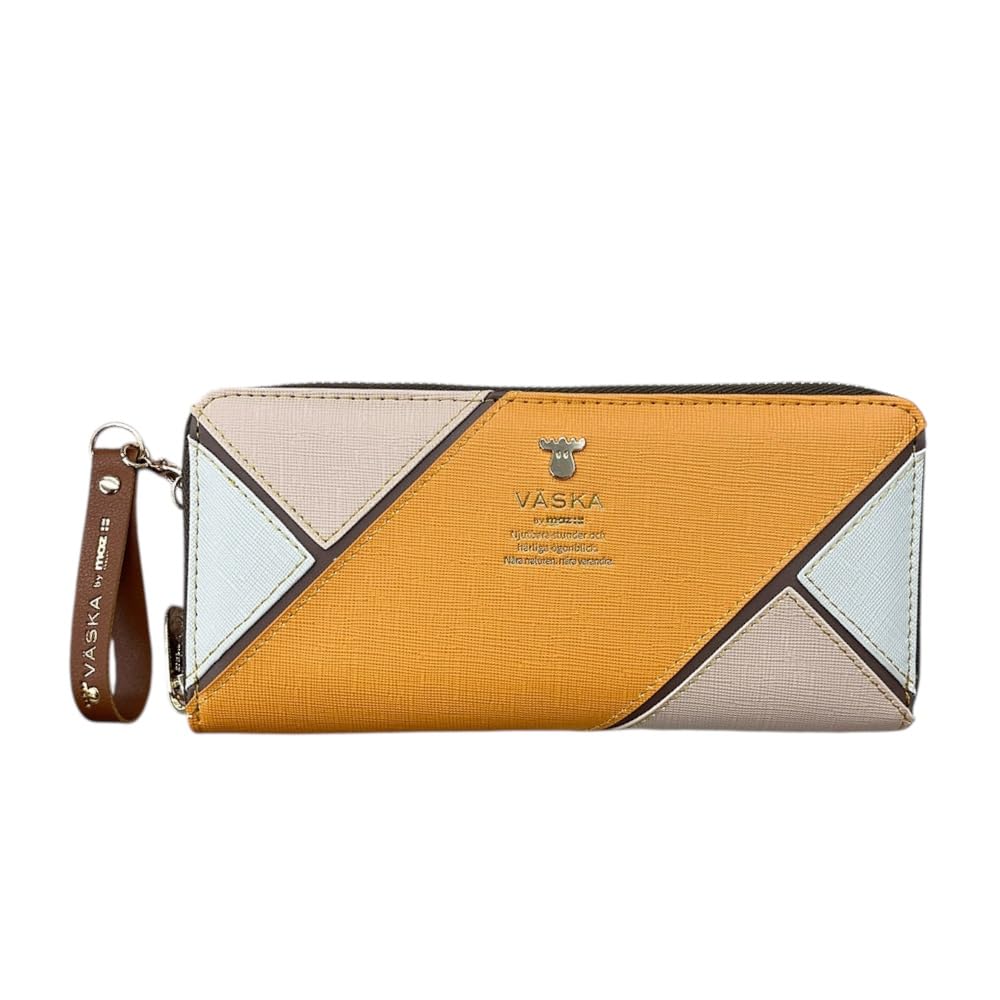K-PARTS VASKA by moz Shelly Round Zipper Long Wallet, Moz VASKA Moose Wallet, Multi-functional Wallet with Card Slots, Perfect for Women, Girls, and