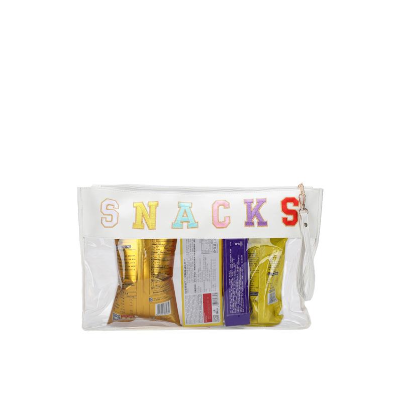 Neue große einfarbige Snacktasche bestickte transparente Aufbewahrungstasche weiche Ledertextur große Kapazität Handtasche