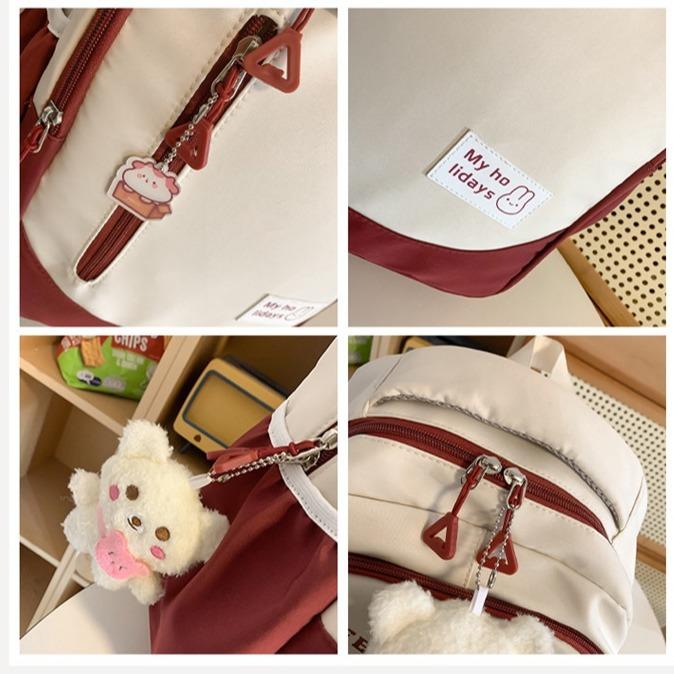 Student schoolbag new casual large-capacity backpack men's color matching small fresh and lightweight backpack girl