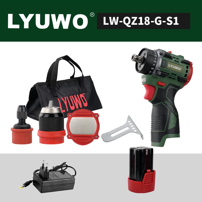 LYUWO Brushless Driver Multi Functional Lithium Electric Drill High Torque Charging Hand Drill Screwdriver Tool Dual Use Clamp