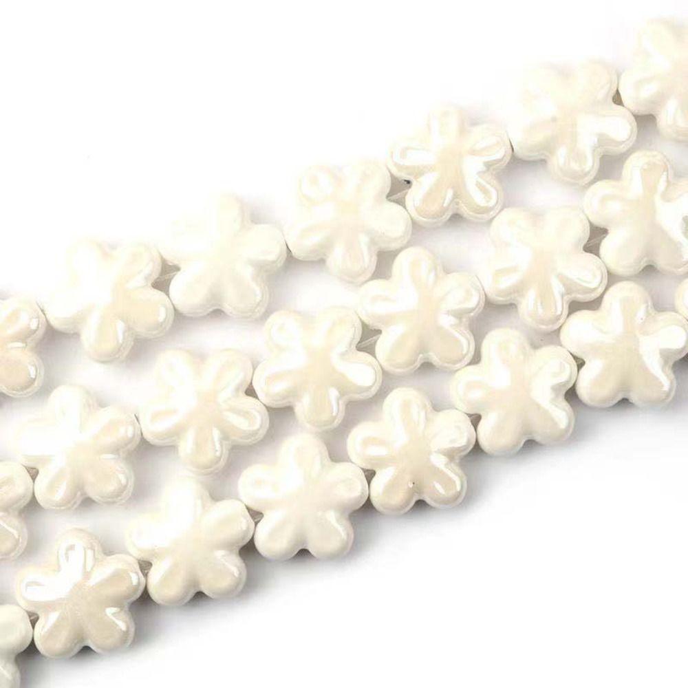 10pcs Ceramic Five-petaled Flower Bead Handmade Craft Jewelry Making Material Gift
