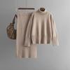 Western Style Knitted Turtleneck sweater Skirt sets High Neck Sweater and Skirt Set