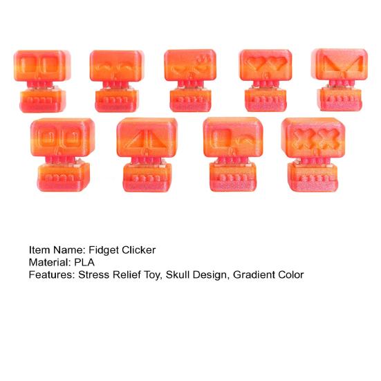 9 Pcs Skull Fidget Clicker Toy 3D-Printed Skull Stress Relief Toy Gradient Color Keyboard Clicker Fidget Button for Office Workers Anxiety Relief