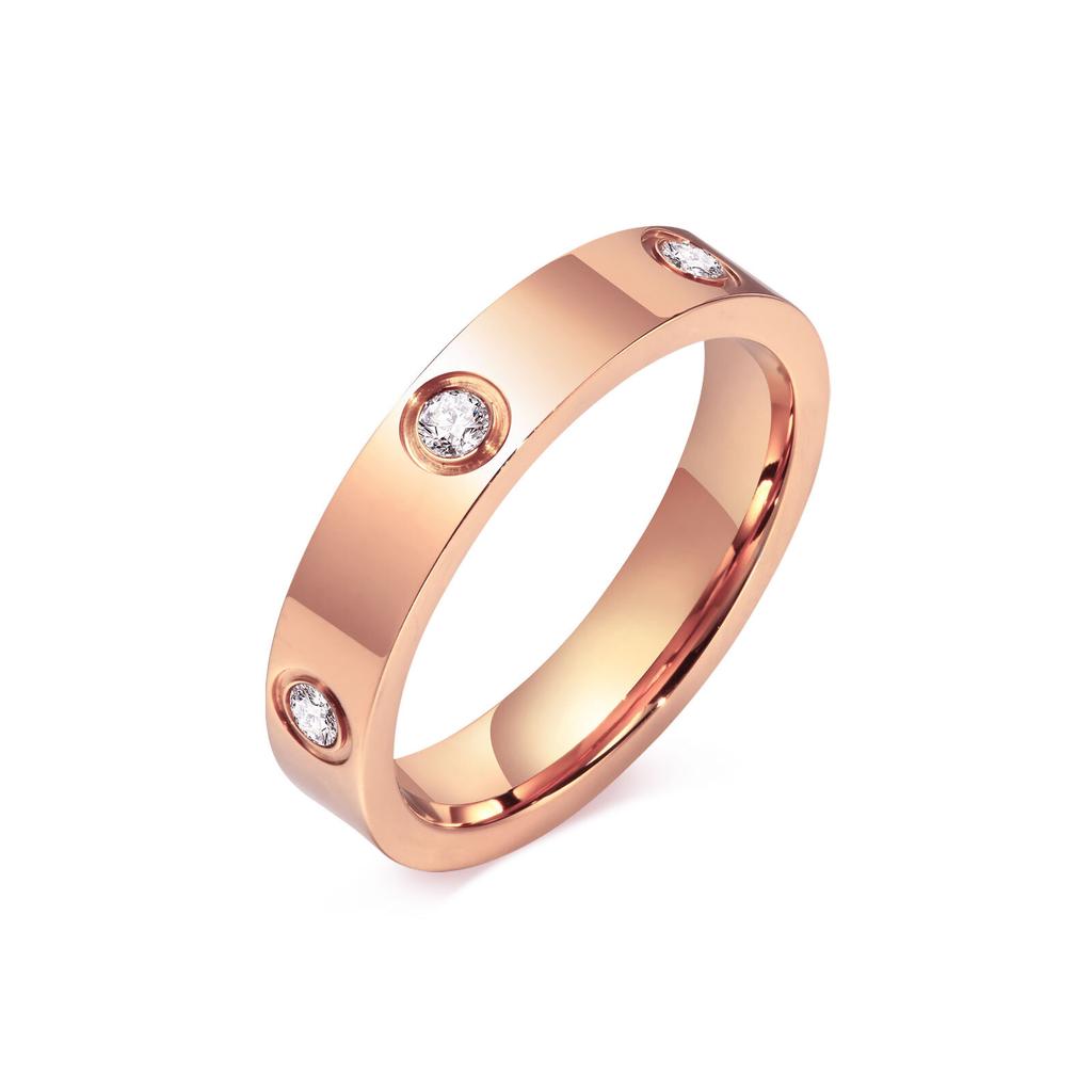 New Couple Ring for Men Women,18K Gold Plated Stainless Steel Crystal Zircon Wedding Ring,Anniversary Engagement Ring Gift