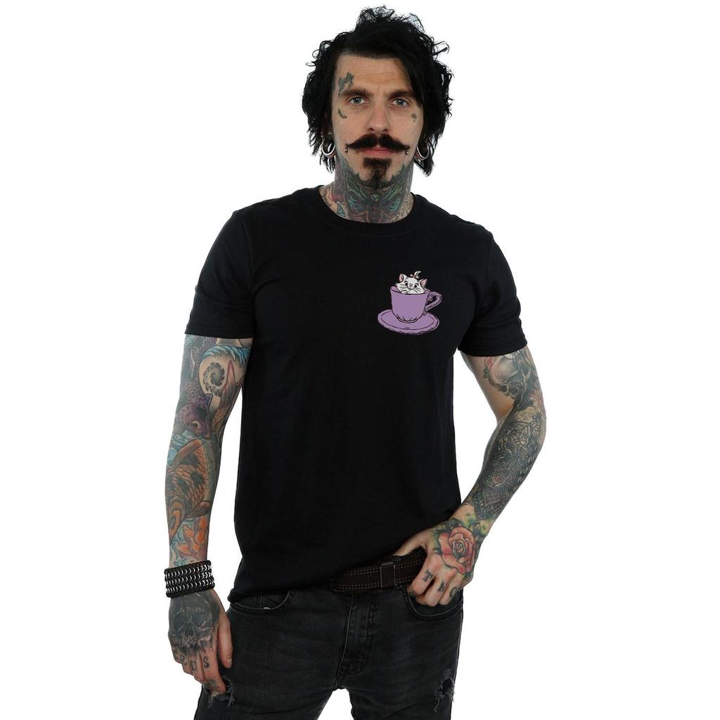 Disney Mens Aristocats Marie In Cup Breast Print T-Shirt