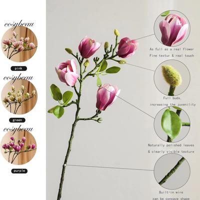Artificial Flowers Silk Magnolia Bouquet Diy Photo Props Wedding Bridal Bouquet Table Party Vase Home Outdoor Cheap Decorations