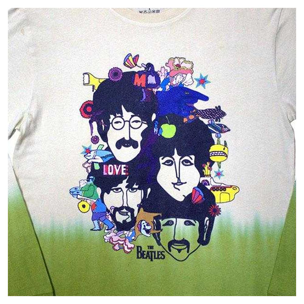 The Beatles Unisex Adult Yellow Submarine Heads Collage Washed Long-Sleeved T-Shirt
