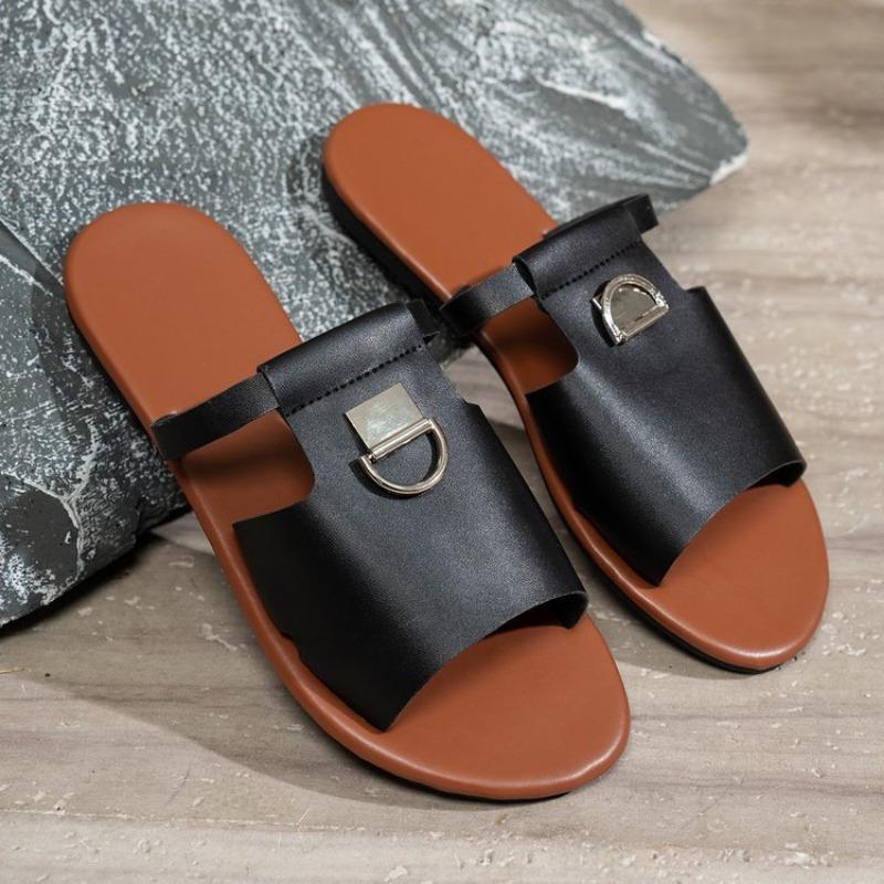 Flat-bottomed Hollowed-out One-line Slippers Summer Casual Fish-mouth Beach Sandals