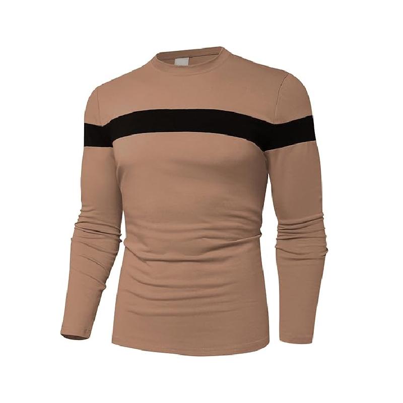 Spring and Autumn Men's 100% Polyester Loose Comfortable Sport Casual 3D Print Round Neck Long Sleeve T-Shirt Top