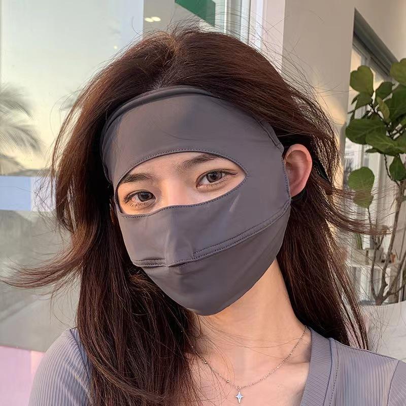 Sunscreen Mask Female Uv Protection Full Face Summer High-Efficiency Uv Protection Full Face Protective Mask темно-серого