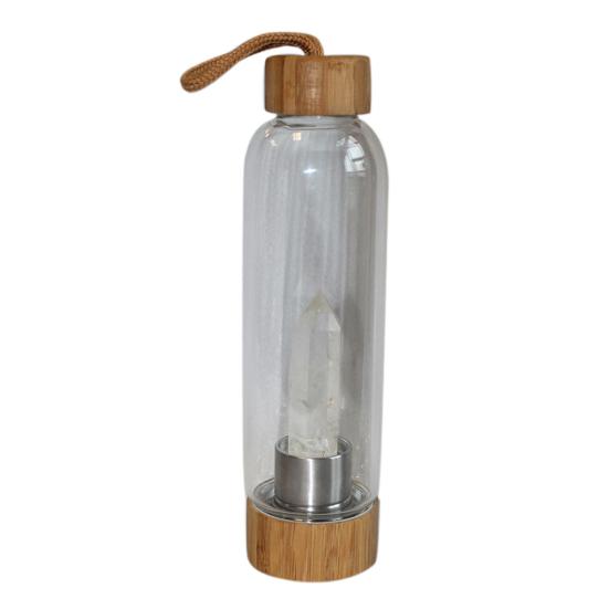 Bicchieri per bottiglia d'acqua in vetro curativo con pietra preziosa con colonna di cristallo naturale