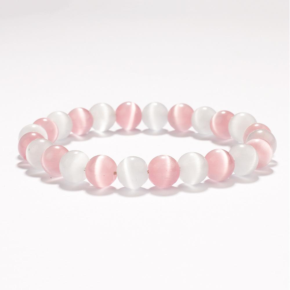 Small Fresh Bracelet, Niche Personalized Pink And White Opal Bracelet, Female Cute Bracelet Beaded.