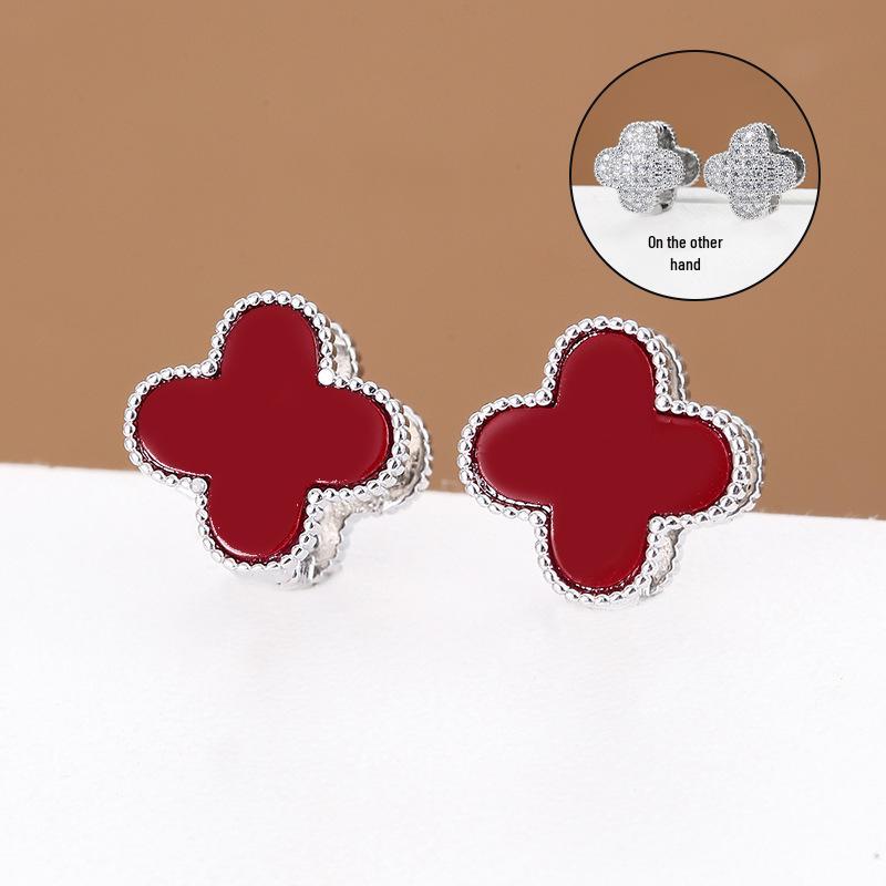Four-Leaf Clover Ear Cuffs with Zircon Micro-Pave