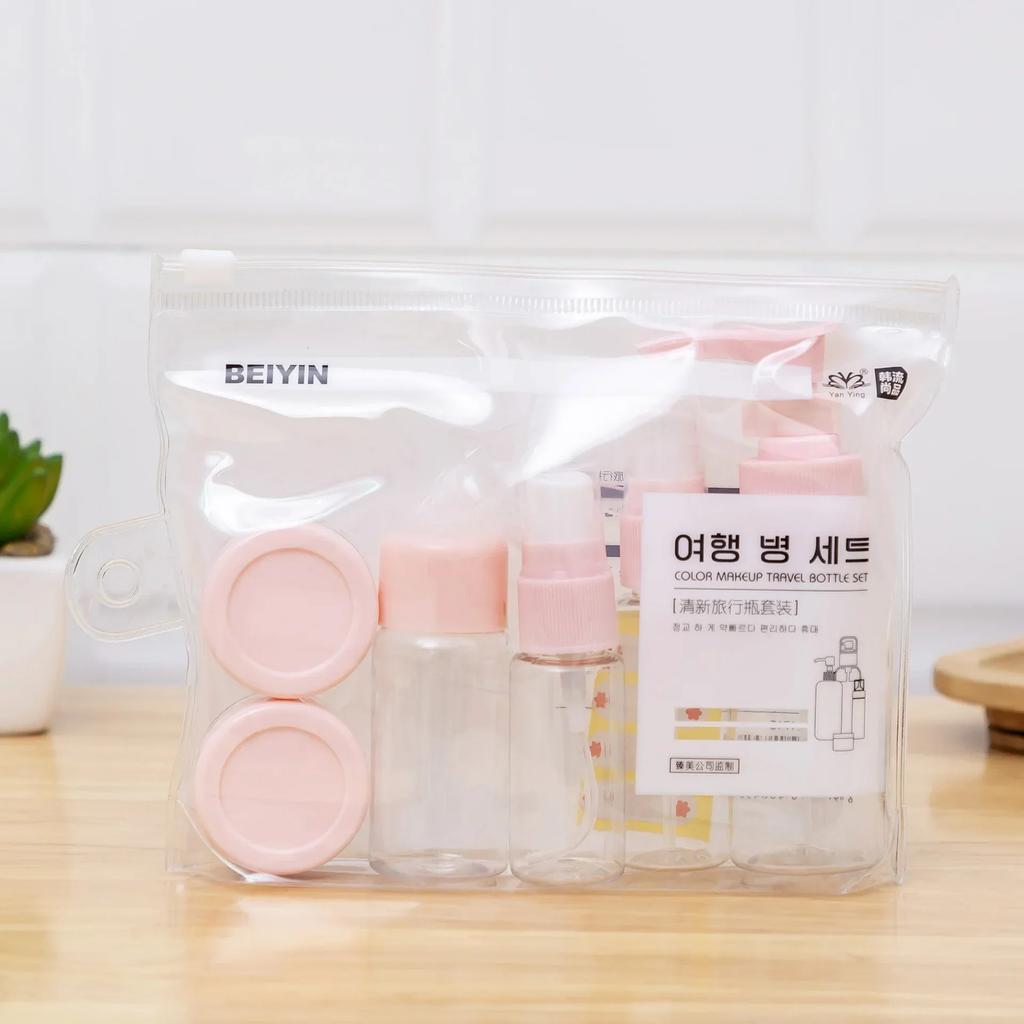 11pcs Travel Essentials Set Dispensing Bottles Pouch Lotion Organizer Storage Spray Plastic Mini Bag Squeeze Makeup Empty Liquid