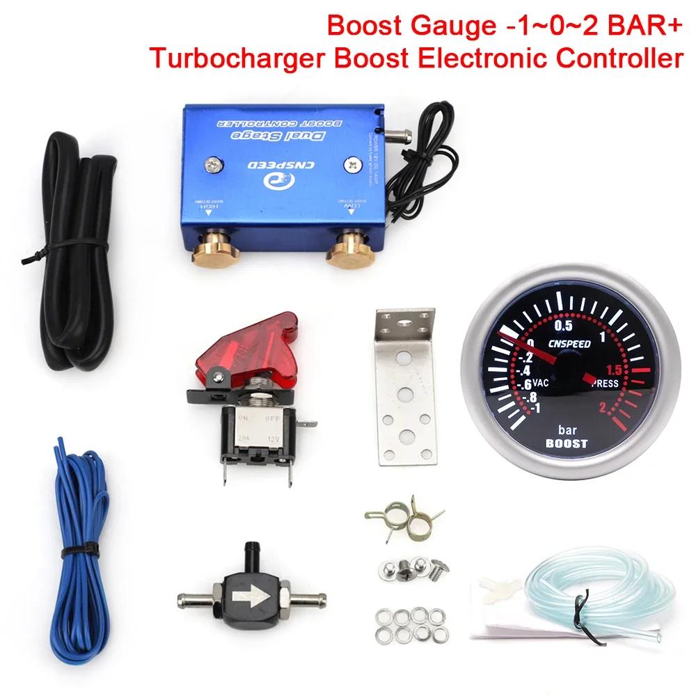 2"52mm Car Auto LED 12V Turbo Boost Gauge PSI&BAR Pointer Meter with Turbocharger Boost Electronic Controller Universal