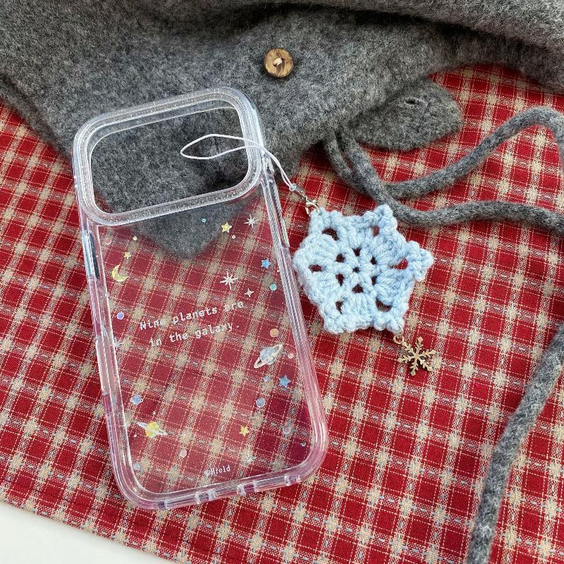 Ins Style Knitting Wool Bow Snowflake Keychain Mobile Phone Rope Pendant Winter Snowflake Bag Pendant Decoration Accessories