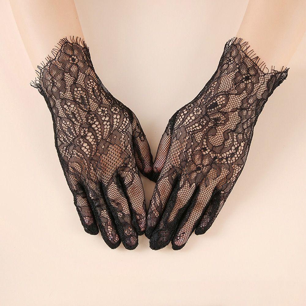 1Pairs Breathable Women Lace Gloves Mesh Bridal Gown Mittens New Dance Gloves Clothing Accessories