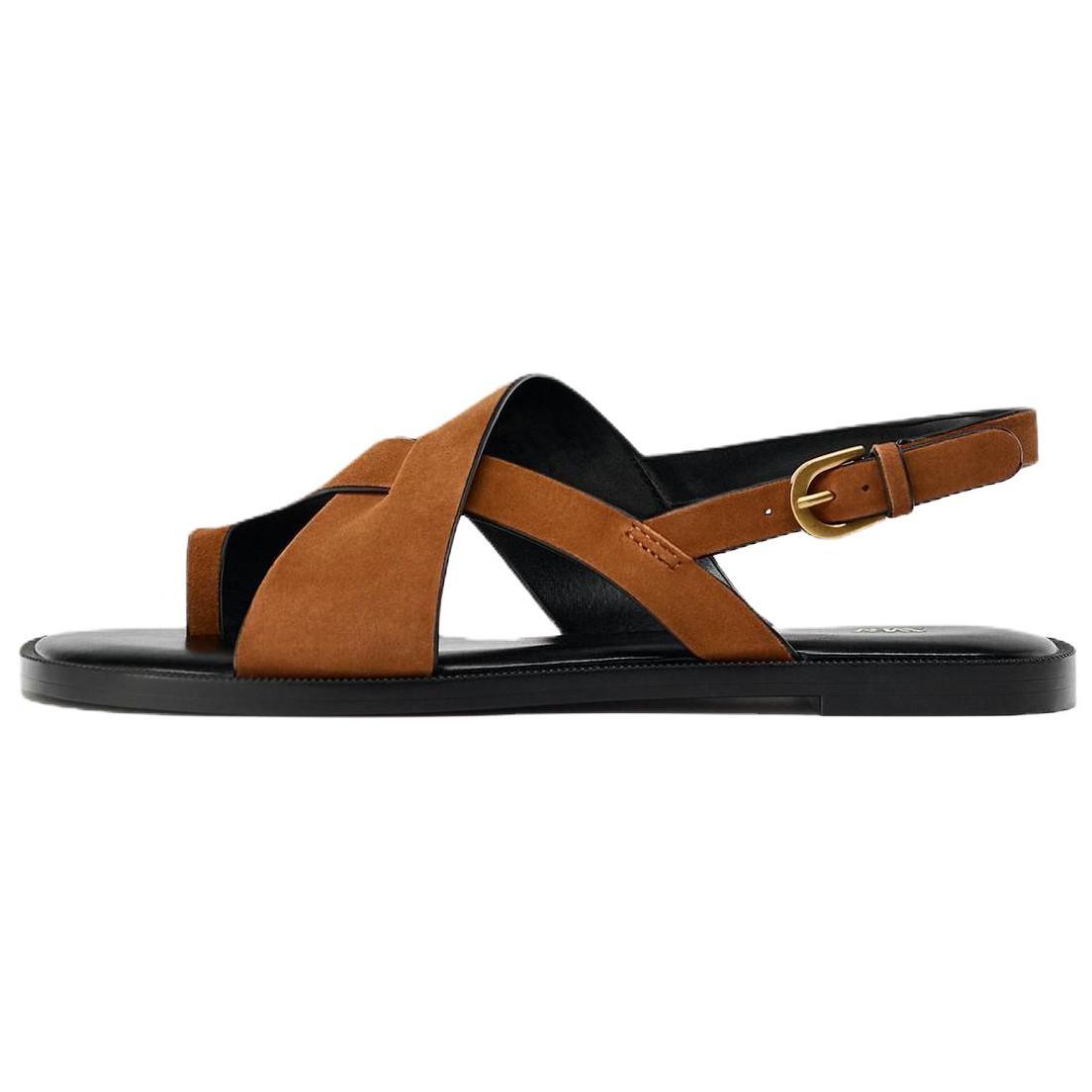 

Zara Повседневные удобные сандалии на одном ремешке 1 см женские сандалии коричневые 11612510105 36