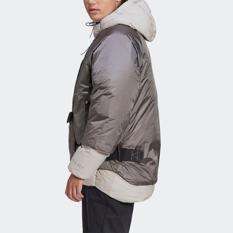 Adidas Outdoor Sports Double-Layer Hooded Down Jacket Women Jacket Metallic-Gray FT2459