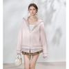 ICH MODE Women's Colorblock Loose Hooded Sweatshirt Jacket