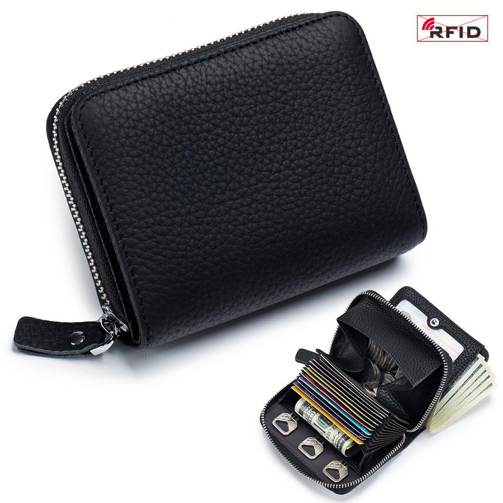 Women's Genuine Leather RFID Wallet Japanese Accordion Card Holder Stylish Multi-Functional Large Capacity Coin Purse