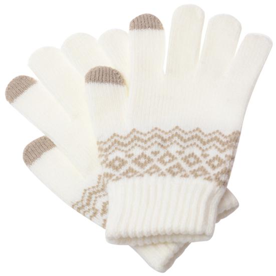 

Зимние женские нескользящие сенсорные перчатки вязаные утолщенные теплые эластичные варежки белый