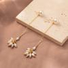 Sophisticated Pearl Geometric Earrings Gold Tassel Long Dangle Earrings For Women