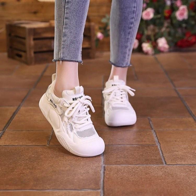 Mesh Thick Soled Breathable Sneakers Girls Soft Soles Lightweight Running Shoes