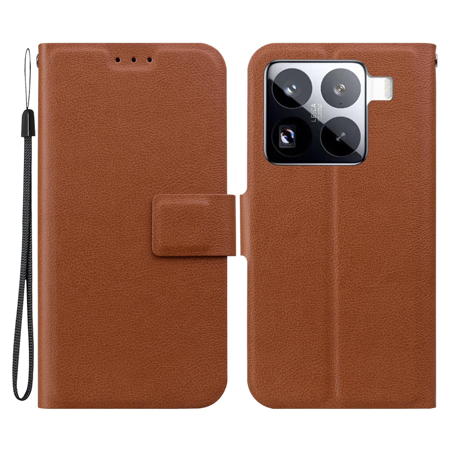 

For Xiaomi 15 Pro Case Ultra-Thin PU Leather+TPU Phone Cover with Card Slot Brown
