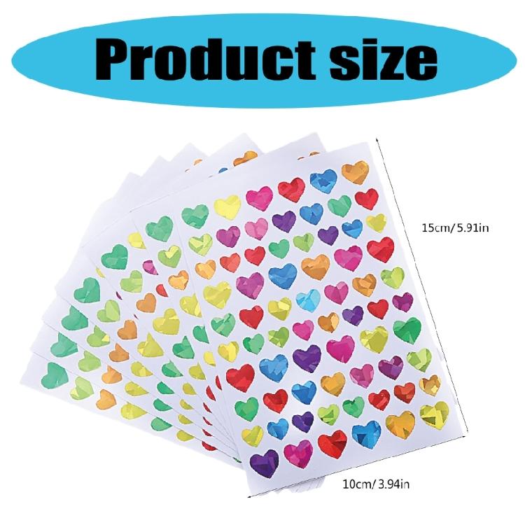960/1080/1380Pcs Sparkling Heart Star Sticker for Scrapbooking Children Reward Sticker Wrapping Sticker for Packaging