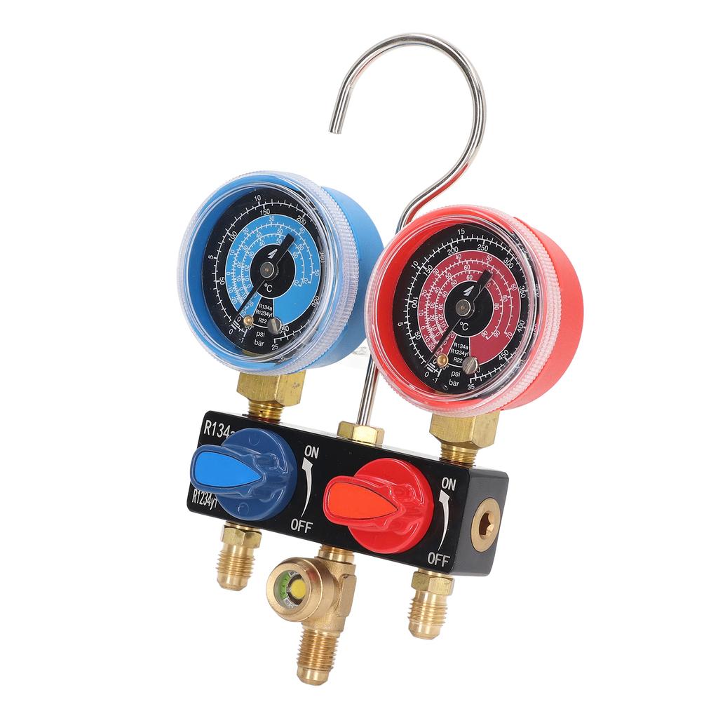 AC Gauge Set Mini Manifold für R22 R134a R1234yf Kältemittel Automotive mit Schläuchen Adapter
