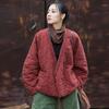 Johnature Winter Chinese Style Women Bandage Long Sleeve Loose Pockets Vintage Coats