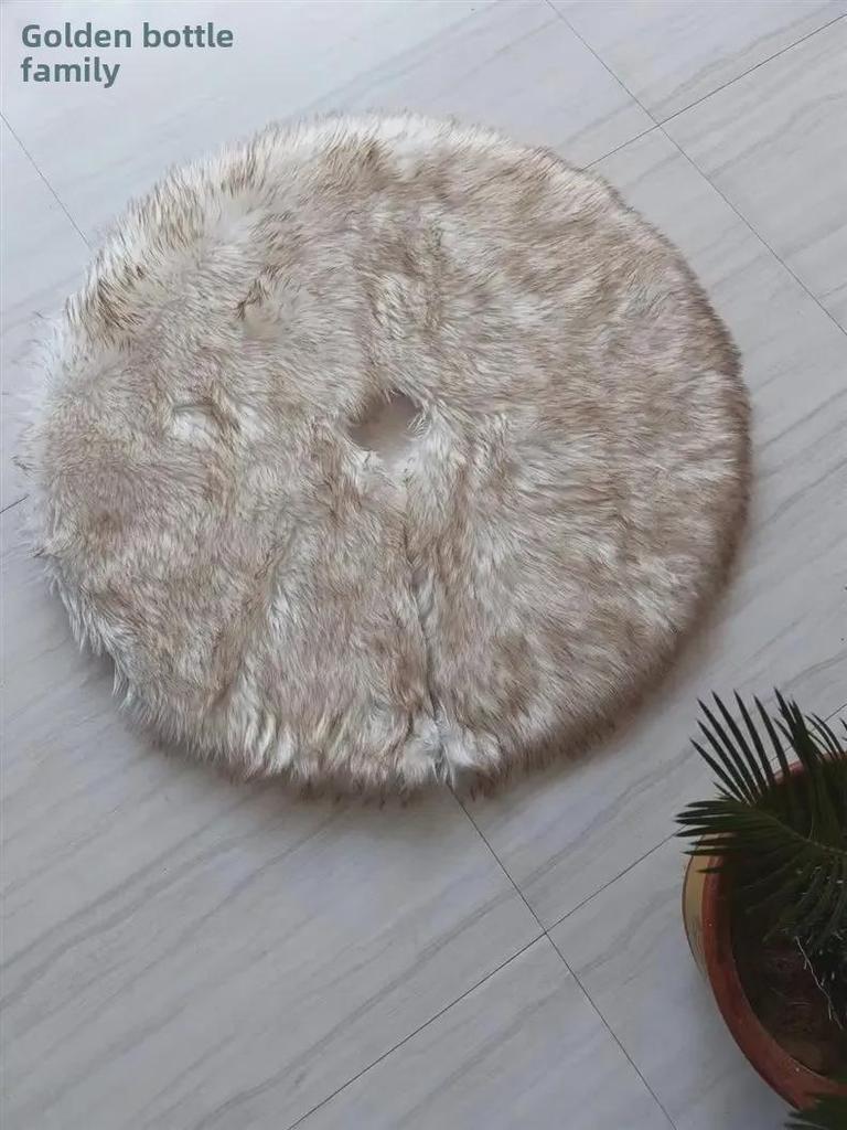 80cm White Christmas Tree Skirt: Plush Wool Holiday Decoration