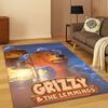 3D Grizzy and The Lemmings Cartoon Carpet Rug for Bedroom Living Room Sofa Home Decor,kids Game Area Rug Non-slip Floor Mat Gift