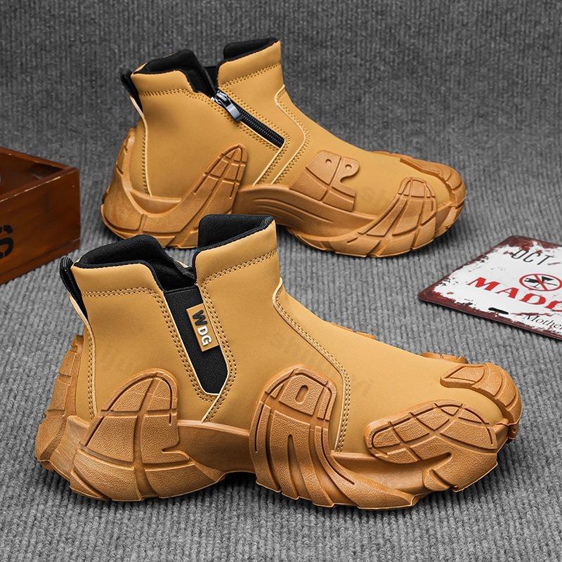 High Top Men's Shoes Autumn Winter New Versatile Sports Running Casual Trendy Shoes Lightweight Anti Slip Outdoor Hiking Shoes